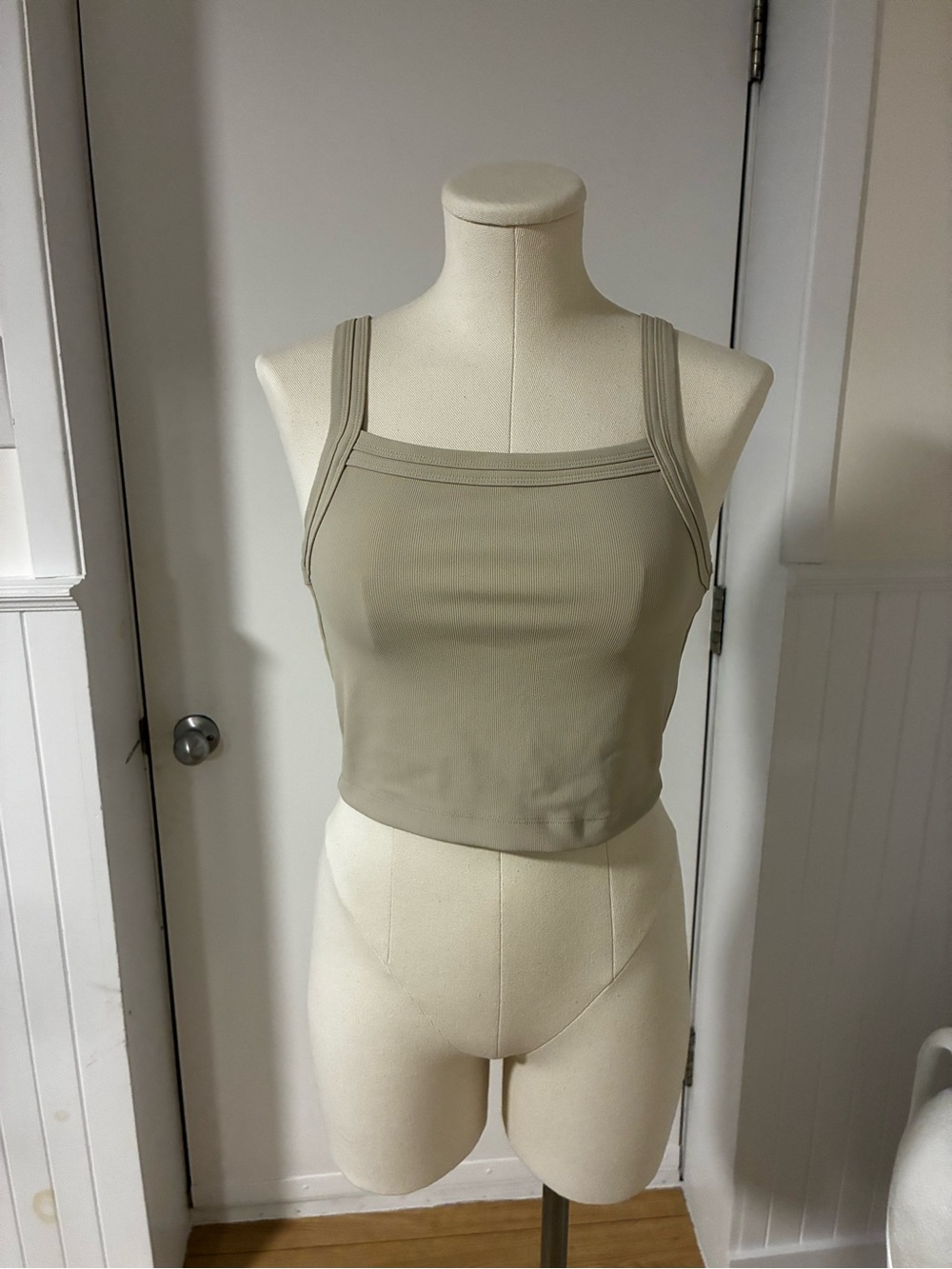 Simons Ribbed Tank Top in Beige - Picture 2 of 5